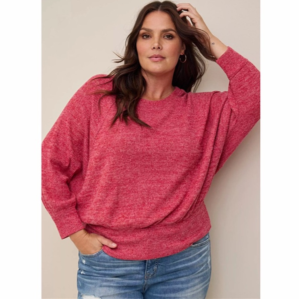 Torrid Rib Red Crewneck Batwing Sweatshirt